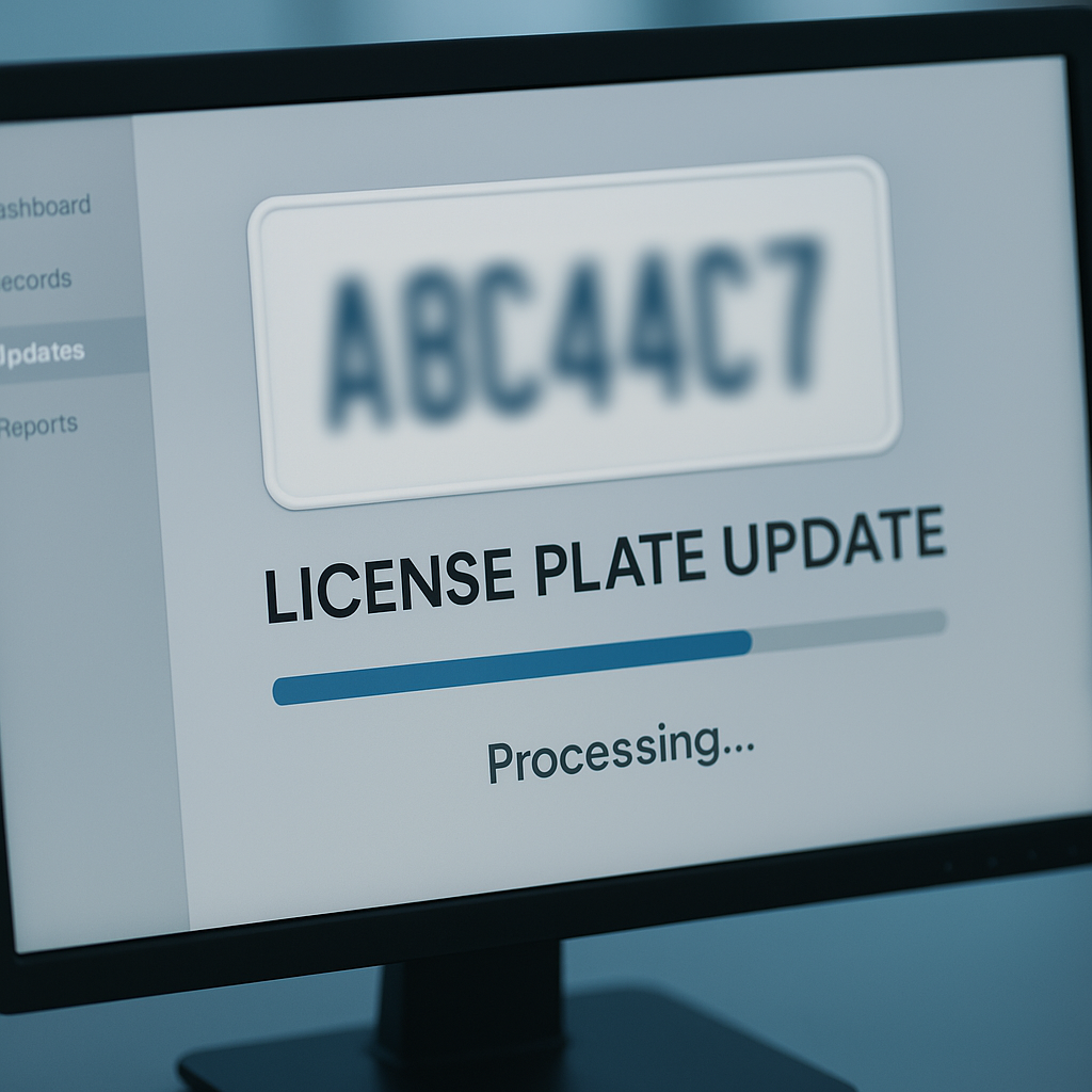 更换车牌后系统更新 / Plate update in system